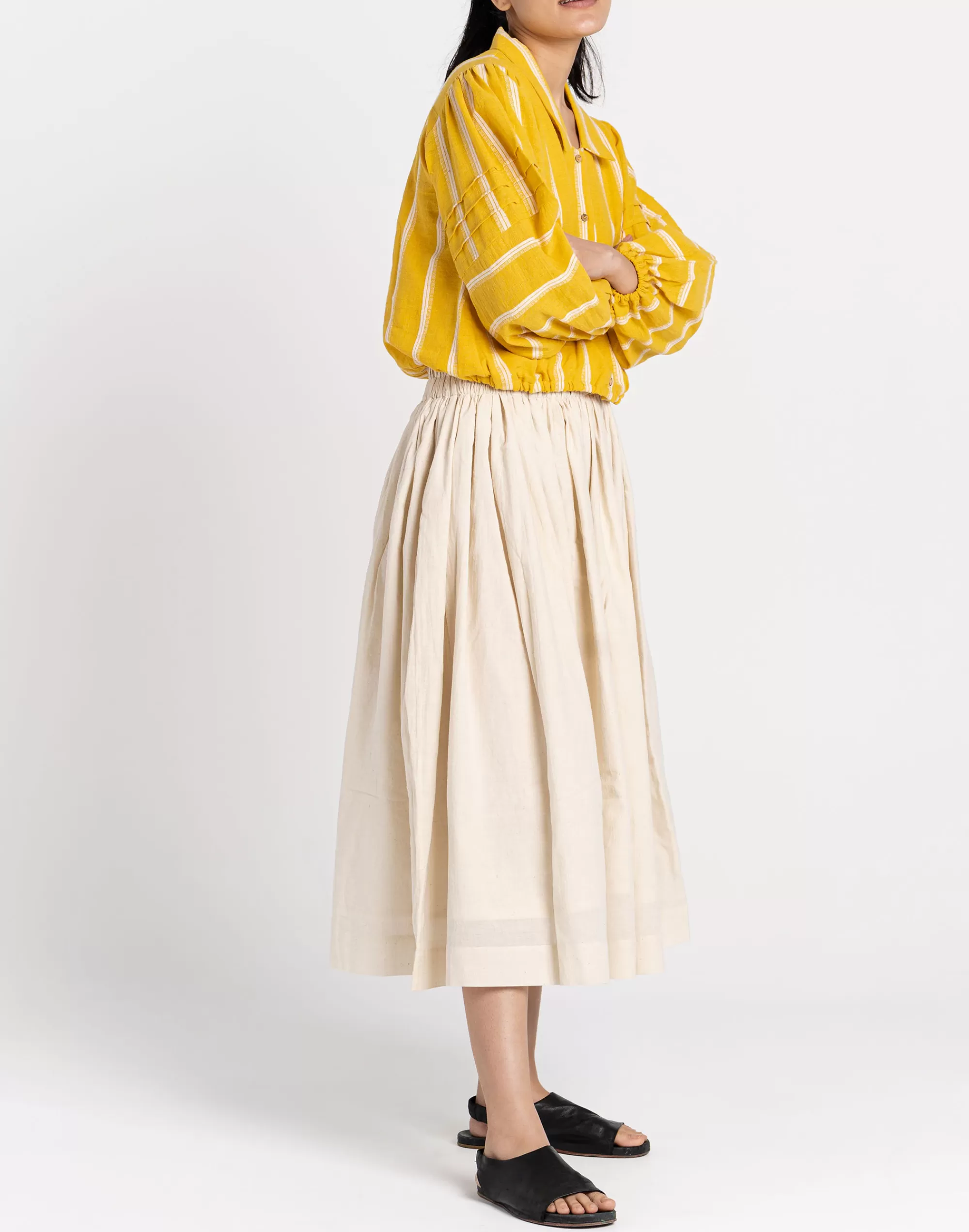 Madewell Skirts>World Of Crow Pleated Midi Skirt In Off White