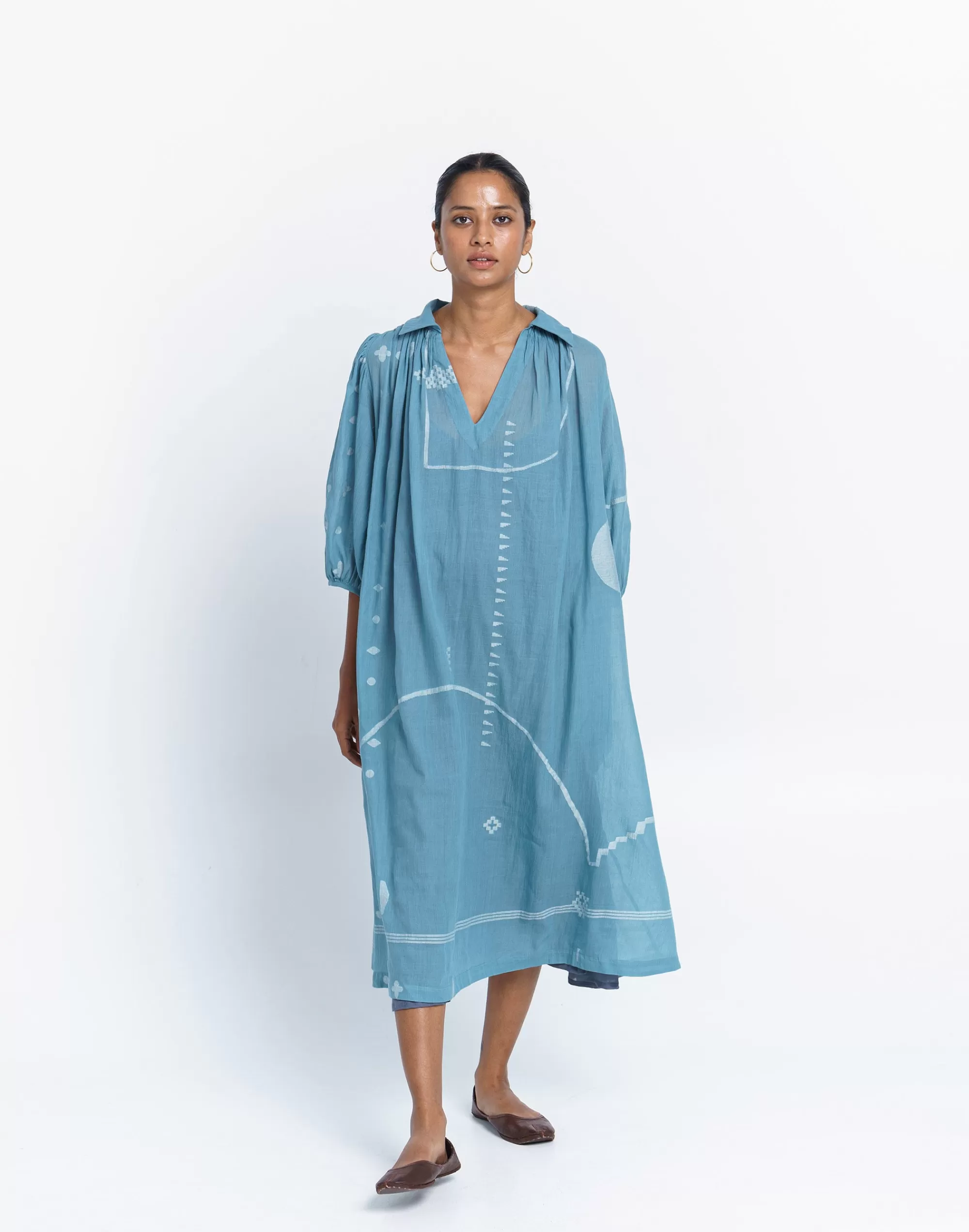 Madewell Dresses>World Of Crow Relaxed Fit Midi Dress Blue Heather