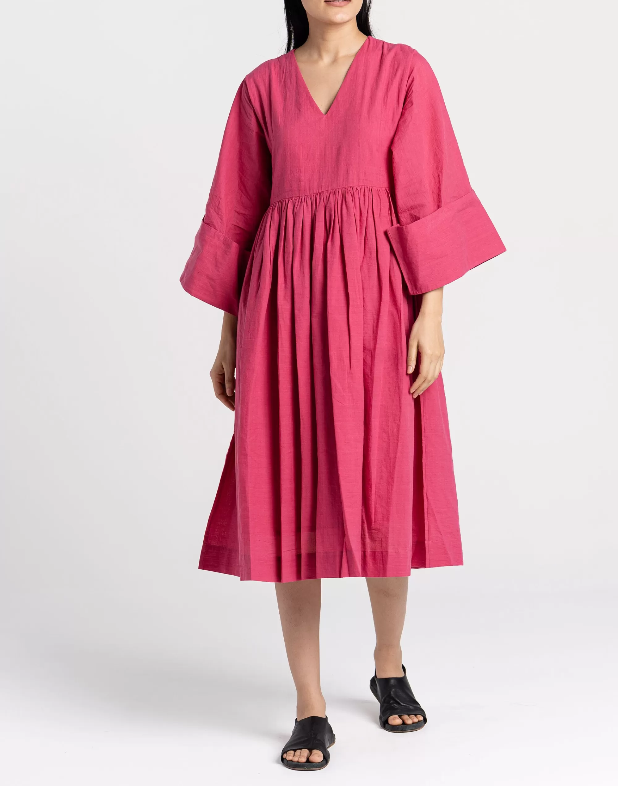 Madewell Dresses>World Of Crow Rose Gathered Midi Dress Pink