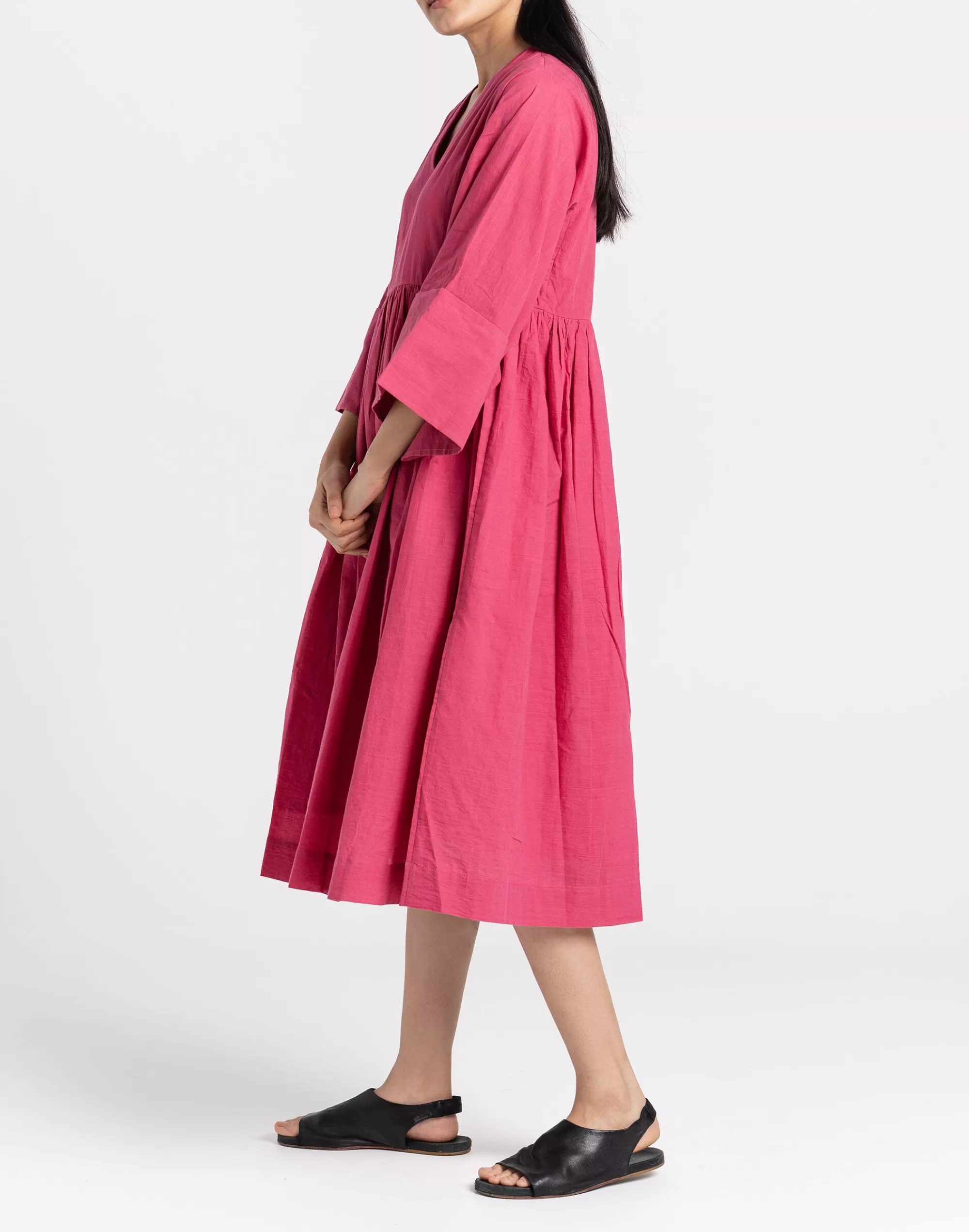 Madewell Dresses>World Of Crow Rose Gathered Midi Dress Pink